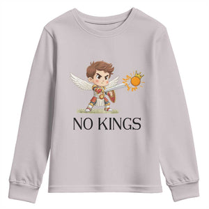 No Kings Youth Sweatshirt Funny Saint Michael Topples The Crown TS12 Ice Gray Print Your Wear