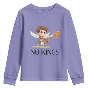 No Kings Youth Sweatshirt Funny Saint Michael Topples The Crown TS12 Violet Print Your Wear