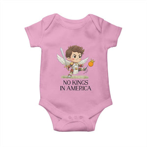 No Kings In America Baby Onesie Funny Saint Michael Kicking Crown TS12 Light Pink Print Your Wear