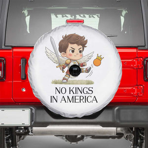 No Kings In America Spare Tire Cover Funny Saint Michael Kicking Crown TS12 White Print Your Wear