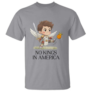 No Kings In America T Shirt Funny Saint Michael Kicking Crown TS12 Sport Gray Print Your Wear