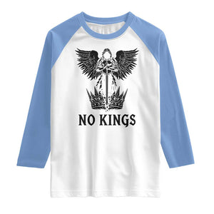 No Kings Raglan Shirt St Michael Archangel Victory Over Tyranny TS12 White Carolina Blue Print Your Wear