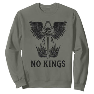 No Kings Sweatshirt St Michael Archangel Victory Over Tyranny TS12 Military Green Print Your Wear