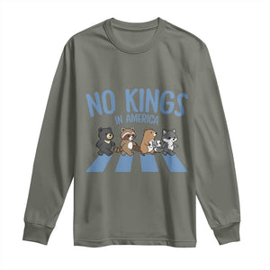 Funny No Kings Cute Forest Animals Long Sleeve Shirt Gift For Animal Lovers TS12 Military Green Print Your Wear