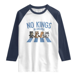 Funny No Kings Cute Forest Animals Raglan Shirt Gift For Animal Lovers TS12 White Navy Print Your Wear