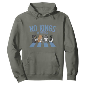 Funny Political No Kings In America Hoodie Gift For Animal Lovers TS12 Military Green Print Your Wear