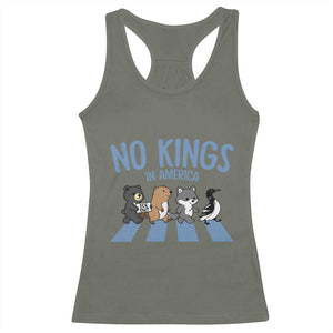 Funny Political No Kings In America Racerback Tank Top Gift For Animal Lovers TS12 Military Green Print Your Wear