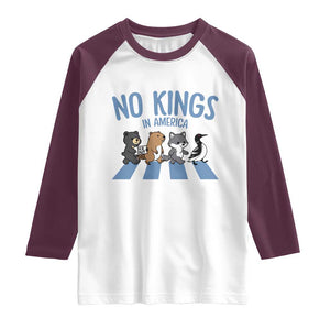 Funny Political No Kings In America Raglan Shirt Gift For Animal Lovers TS12 White Maroon Print Your Wear