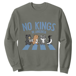 Funny Political No Kings In America Sweatshirt Gift For Animal Lovers TS12 Military Green Print Your Wear