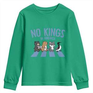 Funny Political No Kings In America Youth Sweatshirt Gift For Animal Lovers TS12 Irish Green Print Your Wear