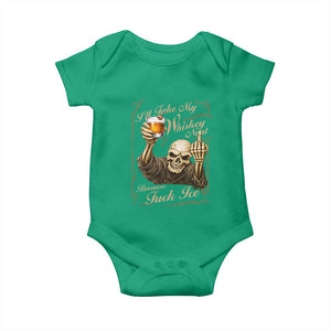 Skeleton Whiskey Baby Onesie I Will Take My Whiskey Neat No Ice TS12 Irish Green Print Your Wear