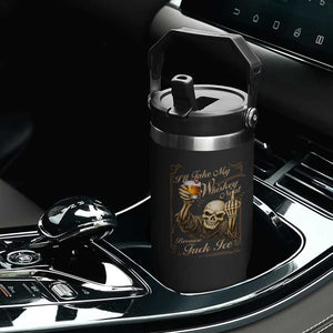 Skeleton Whiskey Flip Straw Tumbler I Will Take My Whiskey Neat No Ice TS12 Print Your Wear