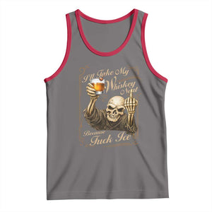 Skeleton Whiskey Tank Top I Will Take My Whiskey Neat No Ice TS12 Deep Heather Red Print Your Wear