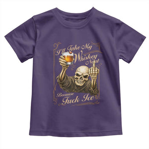 Skeleton Whiskey Toddler T Shirt I Will Take My Whiskey Neat No Ice TS12 Purple Print Your Wear