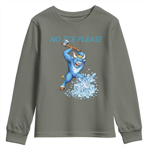No Ice Please Youth Sweatshirt Funny Babe The Blue Ox Minnesota Folklore TS12 Military Green Print Your Wear