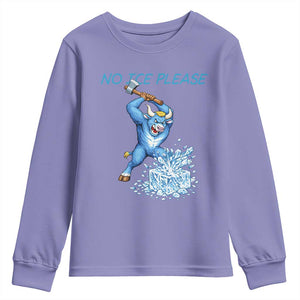 No Ice Please Youth Sweatshirt Funny Babe The Blue Ox Minnesota Folklore TS12 Violet Print Your Wear