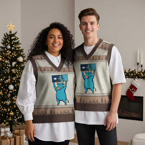 Funny Minnesota Folklore Babe The Blue Ox V-Neck Knit Sweater Vest Ice Out TS12 Mocha Mousse Print Your Wear