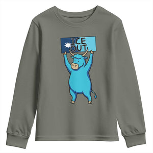 Funny Minnesota Folklore Babe The Blue Ox Youth Sweatshirt Ice Out TS12 Military Green Print Your Wear
