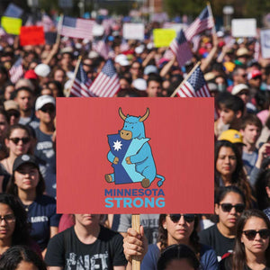 Minnesota Strong Protest Sign Blue Ox Midwest Folklore Heritage TS12 Horizontal 18" × 24" Red Print Your Wear