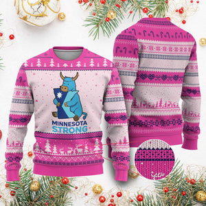 Minnesota Strong Ugly Christmas Sweater Blue Ox Midwest Folklore Heritage TS12 Hot Pink Print Your Wear