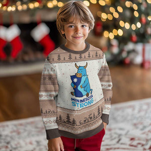 Minnesota Strong Ugly Christmas Sweater Blue Ox Midwest Folklore Heritage TS12 Mocha Mousse Print Your Wear