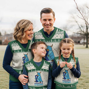 Minnesota Strong V-Neck Knit Sweater Vest Blue Ox Midwest Folklore Heritage TS12 Beige Green Print Your Wear