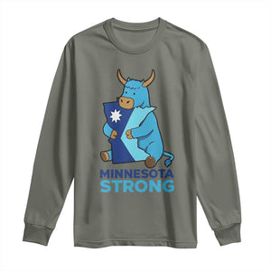 Minnesota Strong Long Sleeve Shirt Blue Ox Midwest Folklore Heritage TS12 Military Green Print Your Wear