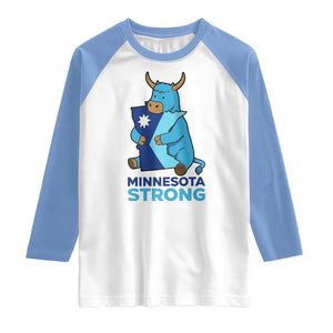 Minnesota Strong Raglan Shirt Blue Ox Midwest Folklore Heritage TS12 White Carolina Blue Print Your Wear