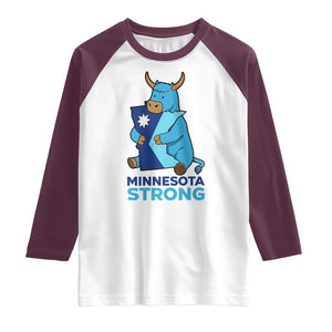 Minnesota Strong Raglan Shirt Blue Ox Midwest Folklore Heritage TS12 White Maroon Print Your Wear