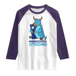 Minnesota Strong Raglan Shirt Blue Ox Midwest Folklore Heritage TS12 White Purple Print Your Wear