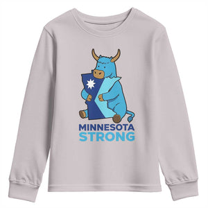 Minnesota Strong Youth Sweatshirt Blue Ox Midwest Folklore Heritage TS12 Ice Gray Print Your Wear