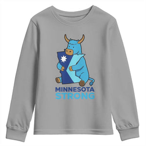Minnesota Strong Youth Sweatshirt Blue Ox Midwest Folklore Heritage TS12 Sport Gray Print Your Wear