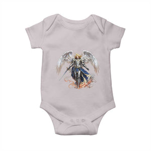Archangel Saint Michael Warrior Baby Onesie Catholic Protection Gift TS12 Ice Gray Print Your Wear
