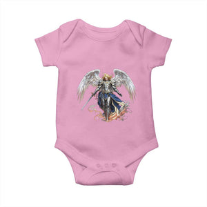 Archangel Saint Michael Warrior Baby Onesie Catholic Protection Gift TS12 Light Pink Print Your Wear