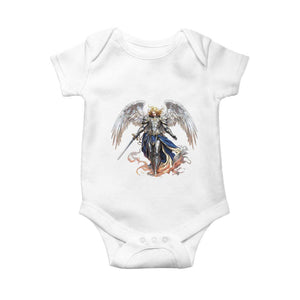 Archangel Saint Michael Warrior Baby Onesie Catholic Protection Gift TS12 White Print Your Wear