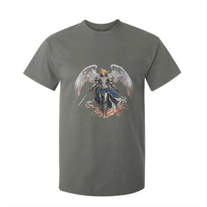 Archangel Saint Michael Warrior T Shirt For Kid Catholic Protection Gift TS12 Military Green Print Your Wear