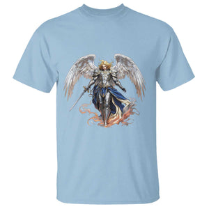 Archangel Saint Michael Warrior T Shirt Catholic Protection Gift TS12 Light Blue Print Your Wear