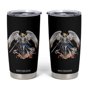 Archangel Saint Michael Warrior Tumbler Cup Catholic Protection Gift TS12 Black Print Your Wear
