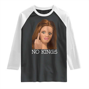 No Kings Raglan Shirt Funny Disgusted Doll Face Meme TS12 Black White Print Your Wear