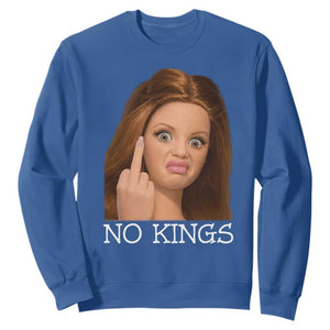 No Kings Sweatshirt Funny Disgusted Doll Face Meme TS12 Royal Blue Print Your Wear