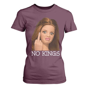 No Kings T Shirt For Women Funny Disgusted Doll Face Meme TS12 Maroon Print Your Wear