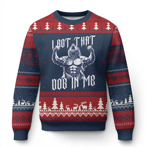 Funny Alpha Wolf Meme Ugly Christmas Sweater I Got That Dog In Me TS12 Navy Red Print Your Wear