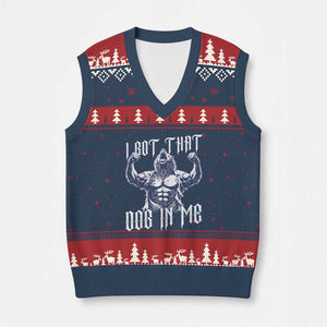 Funny Alpha Wolf Meme V-Neck Knit Sweater Vest I Got That Dog In Me TS12 Navy Red Print Your Wear