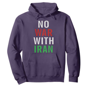 No War With Iran Hoodie Anti War Political Protest Statement TS12 Purple Print Your Wear