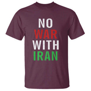 No War With Iran T Shirt Anti War Political Protest Statement TS12 Maroon Print Your Wear