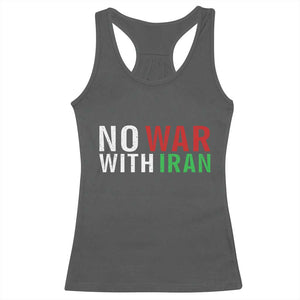 No War With Iran Racerback Tank Top Anti War Protest Apparel Gift TS12 Dark Heather Print Your Wear