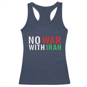 No War With Iran Racerback Tank Top Anti War Protest Apparel Gift TS12 Navy Print Your Wear