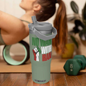 No War With Iran Flip Straw Tumbler Peace Activist Gift TS12 One Size: 30 oz Moss Green Print Your Wear