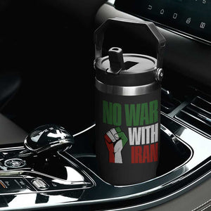 No War With Iran Flip Straw Tumbler Peace Activist Gift TS12 Print Your Wear