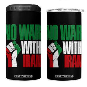 No War With Iran 4 in 1 Can Cooler Tumbler Peace Activist Gift TS12 One Size: 16 oz Black Print Your Wear